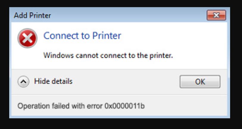 Windows cannot connect to the printer