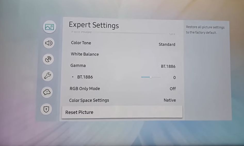 Reset Picture Settings on Samsung TV