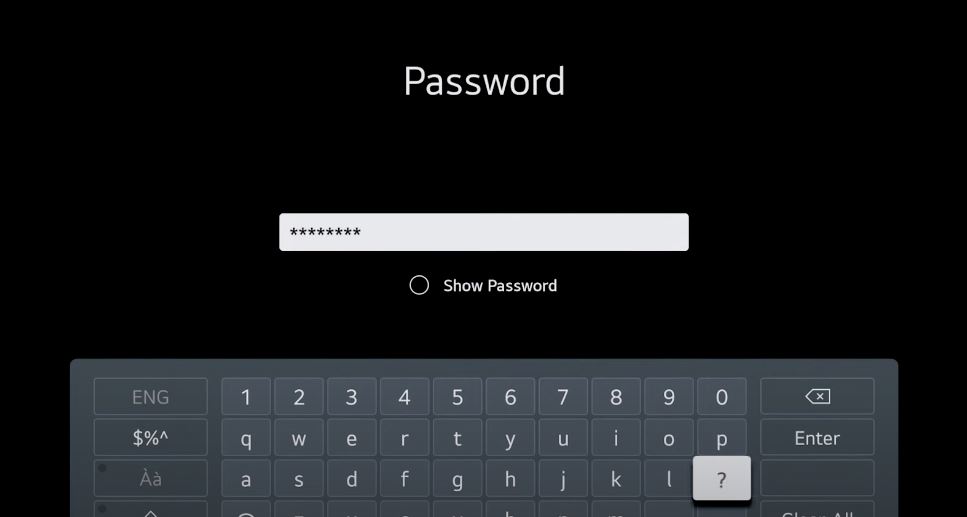 password error lg tv