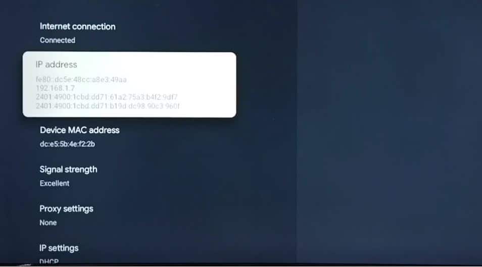 Mac Address via settings menu of LG TV