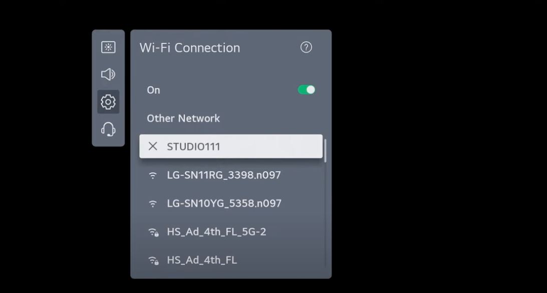 Select Wifi network lg tv