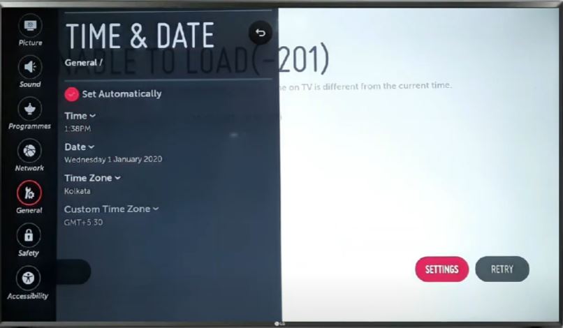 Set Date & Time of LG TV